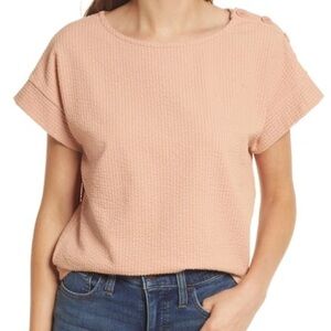 Madewell Seersucker Button-Shoulder Top Size L